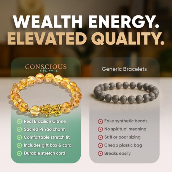 Wealth & Manifestation Citrine Bracelet Gold Bead Fit Most - Picture 6 of 6